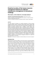Empirical scrutiny of the human resource management features for effective maintenance management of educational buildings