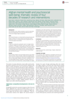 Afghan mental health and psychosocial well-being: Thematic review of four decades of research and interventions