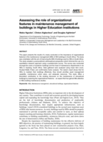 Assessing the role of organizational features in maintenance management of buildings in Higher Education Institutions
