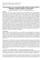 Characterisation of local borehole water within the platinum belt in Mokopane, Limpopo, Republic of South Africa