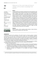 Reflections on the current state and future of strategic communication as paradigm and practice 1