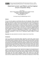Attachment to land: Land Reform and the Anglican Church of Southern Africa