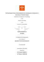 The psychological factors influencing moving from unemployment to employment in South Africa : a thematic analysis