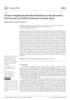 Greener neighbourhoods show resilience to the spread but not severity of covid-19 infection in South Africa