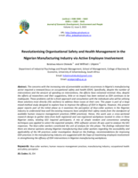 Revolutionising organisational safety and health management in the Nigerian manufacturing industry via active employee involvement