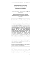 Hidden experiences of casual workers at a multinational company in Zimbabwe