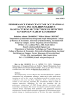 Performance enhancement of occupational safety and health in Nigeria's manufacturing sector through effective government safety leadership