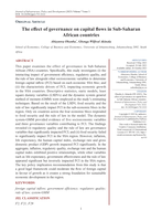 The effect of governance on capital flows in Sub-Saharan African countries