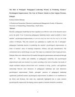 The role of principals' pedagogical leadership practice in predicting teachers' psychological empowerment: The case of primary schools in East Gojjam Province