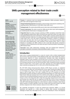 SMEs perception related to their trade credit management effectiveness