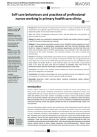 Self-care behaviours and practices of professional nurses working in primary health care clinics