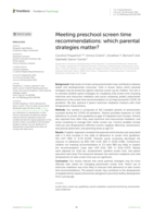 Meeting preschool screen time recommendations: which parental strategies matter?