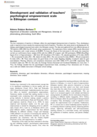Development and validation of teachers' psychological empowerment scale in Ethiopian context