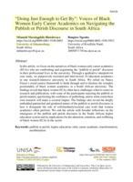 ’Doing Just Enough to Get By”: Voices of black women early career academics on navigating the publish or perish discourse in South Africa