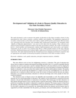 Development and validation of a scale to measure quality education in Oyo State secondary school