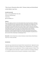 “They Concern Themselves Most with It”: Women, Family, and Alcohol Retail in Early Modern Cape Town