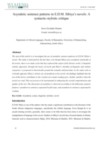 Asyndetic sentence patterns in E.D.M. Sibiya's novels: A syntactic-stylistic critique