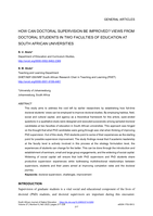 How can doctoral supervision be improved? views from doctoral students in two Faculties of Education at South African Universities