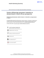 Factors influencing consumers’ intention to donate blood: A South African perspective