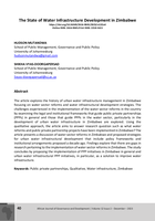 The state of Water Infrastructure Development in Zimbabwe