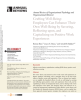 Crafting Well-Being: Employees Can Enhance Their Own Well-Being by Savoring, Reflecting upon, and Capitalizing on Positive Work Experiences