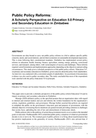 Public Policy Reforms: A Scholarly Perspective on Education 5.0 Primary and Secondary Education in Zimbabwe