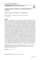 Entrepreneurship in family firms: an updated bibliometric overview