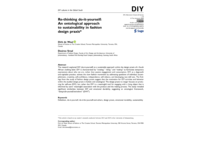 Re-thinking do-it-yourself: An ontological approach to sustainability in fashion design praxis