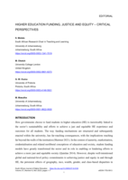 Higher education funding, justice and equity - Critical perspectives