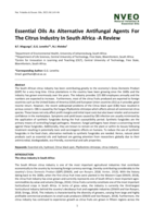 Essential oils as alternative antifungal agents for the Citrus industry in South Africa -A review