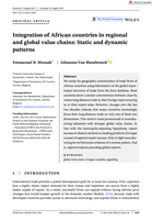 Integration of African countries in regional and global value chains: Static and dynamic patterns