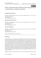 Online entrepreneurship teaching and learning approaches: A South African conceptual perspective