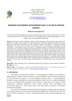 Assesinng Sustainable Development Goal 11 in South African Context