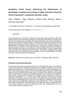 Identifying critical factors influencing the effectiveness of technology in teaching and learning in higher education during the Covid-19 pandemic: a systematic literature review