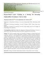 Purpose-based career coaching as a strategy for increasing employability of graduates: A survey study