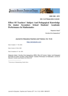 Effect of teachers' subject and pedagogical knowledge on junior secondary school students' academic performance in mathematics 