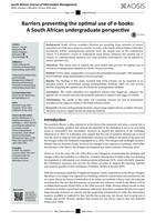 Barriers preventing the optimal use of e-books: A South African undergraduate perspective
