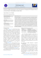 The role of public participation in the development of integrated development plan in a selected district Municipality in South Africa