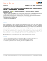 The influence of public perception on acceptance of potable water reclamation schemes. The case of Diepsloot township, Johannesburg