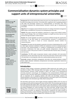 Commercialisation dynamics system principles and support units of entrepreneurial universities