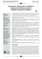 Harmonious, Africanised, and modern employment relations model in strategic employment relations