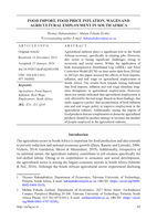 Food import, food price inflation, wages and agricultural employment in South Africa