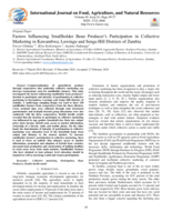   Factors influencing smallholder bean producer’s participation in collective marketing in Kawambwa, Luwingu and Senga Hill Districts of Zambia