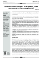 Operational nursing managers' experiences of clinical supervision at a Johannesburg Hospital