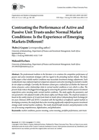 Contrasting the performance of active and passive unit trusts under normal market conditions: is the experience of emerging markets different?