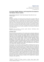  Governance quality indicators and foreign direct investment in Sub-Saharan African countries