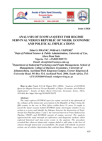 Analysis of Ecowas quest for regime survival versus Republic Of Niger: Economic and political implications