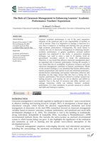 The role of classroom management in enhancing learners' academic performance: Teachers' experiences