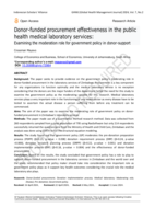 Donor-funded procurement effectiveness in the public health medical laboratory services: Examining the moderation role for government policy in donor-support