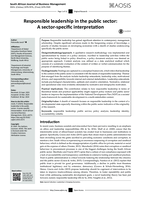 Responsible leadership in the public sector: A sector-specific interpretation